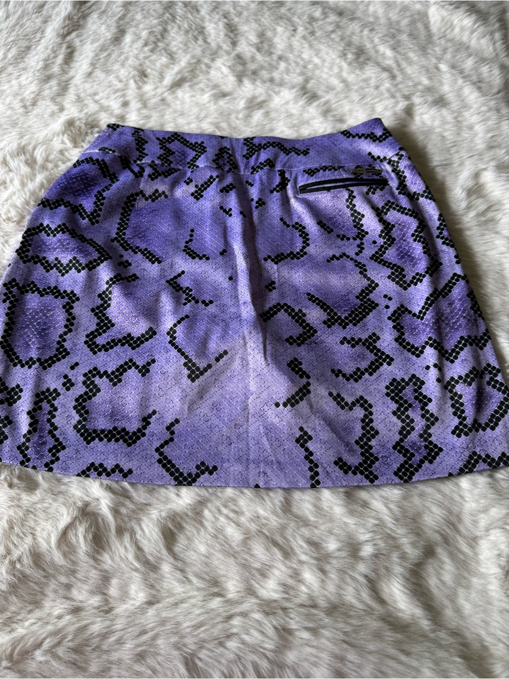 jamie sadock Purple and Black Snake-Print Mini Skirt